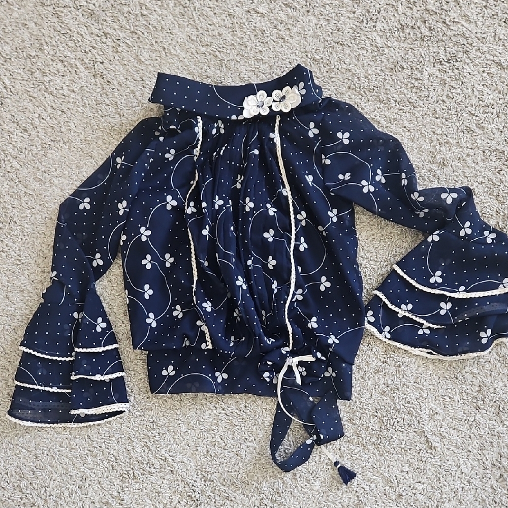 Navy Blue Floral Kids Top